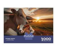 Rompecabezas De 1000 Piezas para Adolescentes Cows in The Sunset Rompecabezas para Adultos Juegos Relajantes Alivia El Estrés Ayuda A Ejercitar El Cerebro 38x26cm/1000pcs