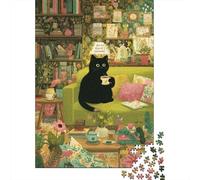 Rompecabezas De 1000 Piezas para Adolescentes Cozy Cat Reading Nook Rompecabezas para Adultos Juguetes DIY Alivio del Estrés Oferta como Regalos para Toda La Familia 38x26cm/1000pcs