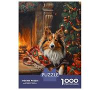 Rompecabezas De 1000 Piezas Para Adolescentes Cozy Christmas Shetland Sheepdog by Fireplace Painting Rompecabezas Para Adolescentes Juegos Relajantes Montaje De Patrones Regalos Para Amigos Y Familiar