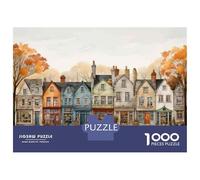Rompecabezas De 1000 Piezas para Adolescentes Cozy Row Houses in Autumn Rompecabezas Juegos Divertidos Carrera De Velocidad Manual Cumpleaños 52x38cm/1000pcs