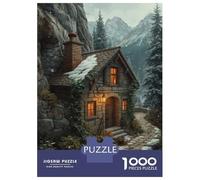 Rompecabezas De 1000 Piezas para Adolescentes Cozy Stone Cabin in Snowy Mountains Rompecabezas para Adultos Juegos Relajantes Decoración De Pared 70x50cm/1000pcs