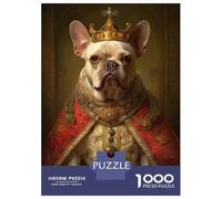 Rompecabezas De 1000 Piezas para Adolescentes Cream French Bulldog King Rompecabezas para Adultos Juego Práctico Desafío Difícil Difícil Y Desafiante 38x26cm/1000pcs