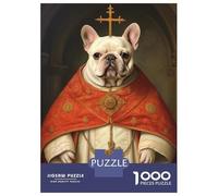 Rompecabezas De 1000 Piezas para Adolescentes Cream French Bulldog Pope Rompecabezas para Adultos Decoración De Pared De Juguete Mejora La Memoria Regalos Y Cumpleaños Únicos 38x26cm/1000pcs