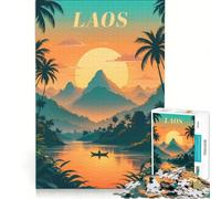 Rompecabezas de 1000 Piezas para Adolescentes Crepúsculo místico sobre Laos Juguete Educativo Actividades Divertidas en casa Regalo de Juego desafiante 38x26cm