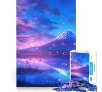 Rompecabezas de 1000 Piezas para Adolescentes Crepúsculo, Sakura, Monte Fuji, Juego de Ajuste, desafío Mental, Juguete, Momento de diversión Tranquila, Escena navideña, Arte (38x26cm)