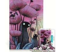 Rompecabezas de 1000 Piezas para Adolescentes Criaturas místicas en un Paisaje Floral Juguete Educativo Actividades Divertidas para Hacer en casa Regalo de Juego desafiante 38x26cm