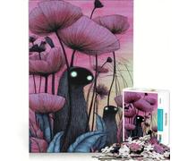 Rompecabezas de 1000 Piezas para Adolescentes Criaturas místicas en un Paisaje Floral Juguetes para armar Que mejoran la Memoria con Piezas de Formas aleatorias Que encajan Perfectamente 50x75cm