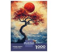 Rompecabezas De 1000 Piezas para Adolescentes Crimson Moon Over Stormy Seas Rompecabezas para Adultos Juegos Relajantes Decoración Interacción Entre Padres E Hijos 52x38cm/1000pcs
