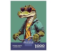 Rompecabezas De 1000 Piezas para Adolescentes Crocodile Riding A BMX Rompecabezas para Adultos Juegos Relajantes Desafío Difícil Ayuda A Ejercitar El Cerebro 52x38cm/1000pcs