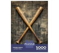 Rompecabezas De 1000 Piezas para Adolescentes Crossed Baseball Bats Rompecabezas para Adultos Juego Práctico Pero Divertido Y Humorístico Regalos para Reducir El Estrés 70x50cm/1000pcs