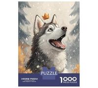 Rompecabezas De 1000 Piezas para Adolescentes Crowned Husky in Winter Forest Rompecabezas para Adolescentes Juego Familiar Mejora La Memoria Cumpleaños Y Navidad 38x26cm/1000pcs