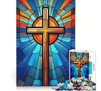 Rompecabezas de 1000 Piezas para Adolescentes, Cruz de Jesucristo, Cristal, Juegos Familiares, Corte de precisión, cumpleaños y Navidad 38x52cm