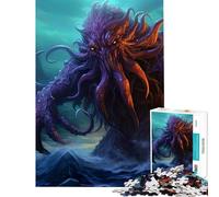 Rompecabezas de 1000 Piezas para Adolescentes Cthulhu en el mar Juegos relajantes y educativos Juguete de desafío Regalo de cumpleaños Análisis y lógica (Tamaño 75x50cm)