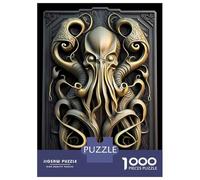 Rompecabezas De 1000 Piezas para Adolescentes Cthulhu Golden Art Deco Rompecabezas para Adultos Juegos Relajantes Vacaciones En Casa Matar El Tiempo 70x50cm/1000pcs