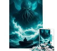 Rompecabezas de 1000 Piezas para Adolescentes Cthulhu Rising Rompecabezas de 1000 Piezas Juguetes antiestrés Vacaciones en casa Matar el Tiempo cumpleaños (38x52cm)