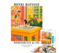 Rompecabezas de 1000 Piezas para Adolescentes Cuadro Perro en el Lavabo de Henri Matisse Juegos Divertidos y educativos Juguete cumpleaños para aliviar el estrés (50x75cm)