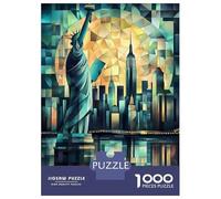 Rompecabezas De 1000 Piezas para Adolescentes Cubist New York Skyline with Statue of Liberty Rompecabezas para Adultos Juego Práctico Mejora La Memoria para Cumpleaños, Navidad 52x38cm/1000pcs