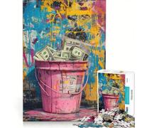 Rompecabezas de 1000 Piezas para Adolescentes: Cubo Lleno de Dinero, decoración de Pared de Juguete, Entrena tu Cerebro y Tus Manos, Gran Regalo para los Amantes de los Videojuegos, 50x75cm