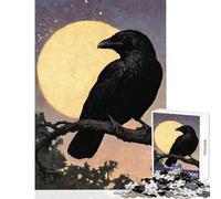 Rompecabezas de 1000 Piezas para Adolescentes Cuervo bajo la Luna Llena Juguete Educativo Regalo de Amigo Secreto Juego de ingenio Ayuda a ejercitar el Cerebro tamaño 38x26cm