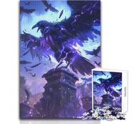 Rompecabezas de 1000 Piezas para Adolescentes Cuervo eléctrico sobre Pedestal de Piedra Tardes relajantes Ajuste Corte de precisión Juguete de Juego Tamaño 38x52cm
