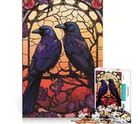 Rompecabezas de 1000 Piezas para Adolescentes Cuervos Huginn y Muninn Juego Imposible interacción Entre Padres e Hijos cumpleaños 38x26cm