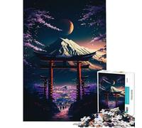 Rompecabezas de 1000 Piezas para Adolescentes Cultura Japonesa Torii Fuji desafío de Inteligencia Cerebral Juguetes adictivos Juegos relajantes para la diversión Familiar Regalo artístico (38x26cm)