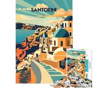 Rompecabezas de 1000 Piezas para Adolescentes Cúpulas iluminadas por el Sol de Santorini Juguete Educativo e Intelectual Ideal para aliviar el estrés Regalo de cumpleaños (Tamaño 50x75cm)