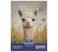 Rompecabezas De 1000 Piezas para Adolescentes Cute Alpaca in Wildflowers Rompecabezas Juegos De Relajación Análisis Y Lógica Desafío Educativo 70x50cm/1000pcs