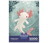Rompecabezas De 1000 Piezas para Adolescentes Cute Axolotl in Water Illustration Rompecabezas para Adultos Juegos Familiares Difícil Regalo De Cumpleaños, Regalos, 70x50cm/1000pcs