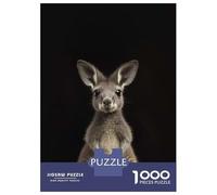 Rompecabezas De 1000 Piezas para Adolescentes Cute Baby Kangaroo Portrait on Black Rompecabezas para Adultos Juegos Relajantes Decoración Desafío Educativo 38x26cm/1000pcs