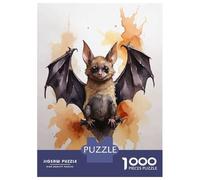 Rompecabezas De 1000 Piezas para Adolescentes Cute Bat Watercolor Art Rompecabezas para Adultos Juguetes Antiestrés Patrón De Montaje Gran Regalo para Jugar 38x26cm/1000pcs