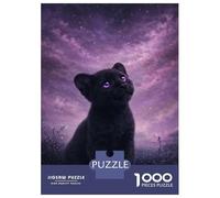 Rompecabezas De 1000 Piezas Para Adolescentes Cute Black Panther Kitten Under Starry Sky Rompecabezas Para Adultos Juegos Relajantes Vacaciones En Casa Matar El Tiempo Desafiante De Completar 70x50cm/