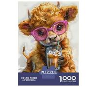 Rompecabezas De 1000 Piezas para Adolescentes Cute Calf Addict Coffe Rompecabezas para Adultos Juego Práctico Difícil Regalos De Cumpleaños Y Únicos 38x26cm/1000pcs
