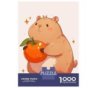 Rompecabezas De 1000 Piezas para Adolescentes Cute Capybara with Orange Rompecabezas para Adolescentes Juguetes Antiestrés Regalos para Mujeres Regalos para Reducir El Estrés 52x38cm/1000pcs