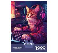 Rompecabezas De 1000 Piezas para Adolescentes Cute Cartoon Gaming Cat Rompecabezas para Adultos Juegos De Relajación Desafío Difícil Desafío Educativo 52x38cm/1000pcs