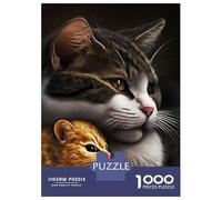 Rompecabezas De 1000 Piezas para Adolescentes Cute Cat and Mouse Rompecabezas para Adultos Juegos Relajantes Regalos para Mujeres Diversión En Casa Actividades, 70x50cm/1000pcs