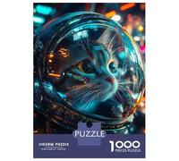 Rompecabezas De 1000 Piezas para Adolescentes Cute Cat Astronaut Rompecabezas para Adolescentes Juego Práctico Desafío Difícil Oferta como Regalo para Toda La Familia 52x38cm/1000pcs