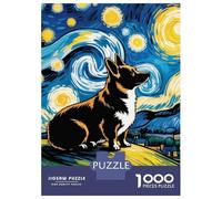 Rompecabezas De 1000 Piezas para Adolescentes Cute Corgi at Night Rompecabezas para Adultos Juguetes Antiestrés Decoración del Hogar Gran Regalo para Jugar 38x26cm/1000pcs