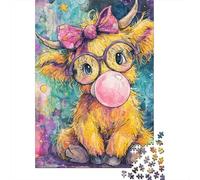 Rompecabezas De 1000 Piezas para Adolescentes Cute Cow Bubble Gum Rompecabezas para Adultos Juegos Familiares Mejora La Memoria Cumpleaños Y Navidad 52x38cm/1000pcs