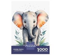 Rompecabezas De 1000 Piezas para Adolescentes Cute Elephant Watercolor Rompecabezas para Adultos Juguete Decoración De Pared Decoración Cumpleaños, Navidad 70x50cm/1000pcs