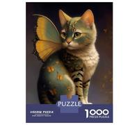 Rompecabezas De 1000 Piezas para Adolescentes Cute Fantasy Butterfly Cat Rompecabezas para Adolescentes Juego Práctico Desafío Difícil Oferta como Regalo para Toda La Familia 52x38cm/1000pcs