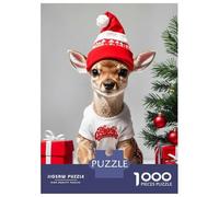 Rompecabezas De 1000 Piezas para Adolescentes Cute Fawn Happy Christmas Rompecabezas para Adolescentes Juguetes Antiestrés Regalos para Mujeres Regalos para Reducir El Estrés 52x38cm/1000pcs