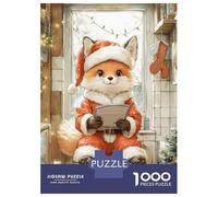 Rompecabezas De 1000 Piezas para Adolescentes Cute Fox in Santa Suit Rompecabezas para Adultos Juguetes Antiestrés Decoración del Hogar Gran Regalo para Jugar 52x38cm/1000pcs
