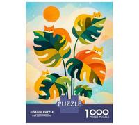 Rompecabezas De 1000 Piezas para Adolescentes Cute Foxes on Tropical Leaves Rompecabezas para Adultos Juegos Relajantes Corte De Precisión Regalos Y Cumpleaños Únicos 38x26cm/1000pcs