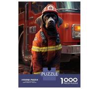 Rompecabezas De 1000 Piezas para Adolescentes Cute Funny Dog Firefighter Rompecabezas para Adultos Juego Familiar Decoración del Hogar Regalos para Reducir El Estrés 38x26cm/1000pcs