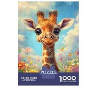 Rompecabezas De 1000 Piezas para Adolescentes Cute Giraffe in Flowers Rompecabezas para Adultos Juego De Ingenio para Mejorar La Memoria Regalos para Amigos Y Familiares 70x50cm/1000pcs