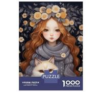 Rompecabezas De 1000 Piezas para Adolescentes Cute Girl and Fox Rompecabezas para Adultos Juegos De Relajación Desafío Difícil Desafío Educativo 52x38cm/1000pcs