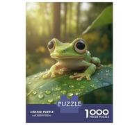 Rompecabezas De 1000 Piezas para Adolescentes Cute Green Frog on Leaf Rompecabezas para Adultos Juegos De Relajación Desafío Difícil Desafío Educativo 38x26cm/1000pcs