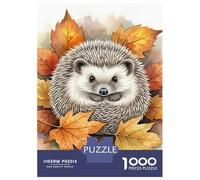 Rompecabezas De 1000 Piezas para Adolescentes Cute Hedgehog in Autumn Leaves Rompecabezas Juegos Divertidos Carrera De Velocidad Manual Cumpleaños 38x26cm/1000pcs