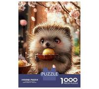 Rompecabezas De 1000 Piezas para Adolescentes Cute Hedgehog with Golden Treat Rompecabezas para Adultos Juguete Decoración De Pared Decoración Cumpleaños, Navidad 38x26cm/1000pcs